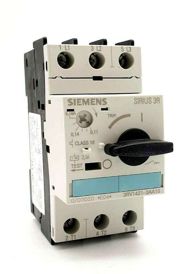 Siemens 3RV1421-0AA10, Leistungsschalter, A-Auslöser 0,11-0,16A, N-Auslöser 3,3A