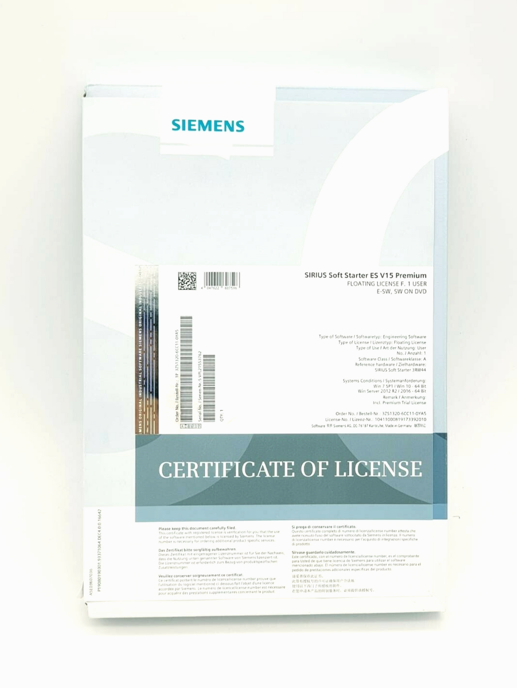 Siemens 3ZS1320-6CC13-0YA5, SIRIUS Soft Starter ES V17 Professional
