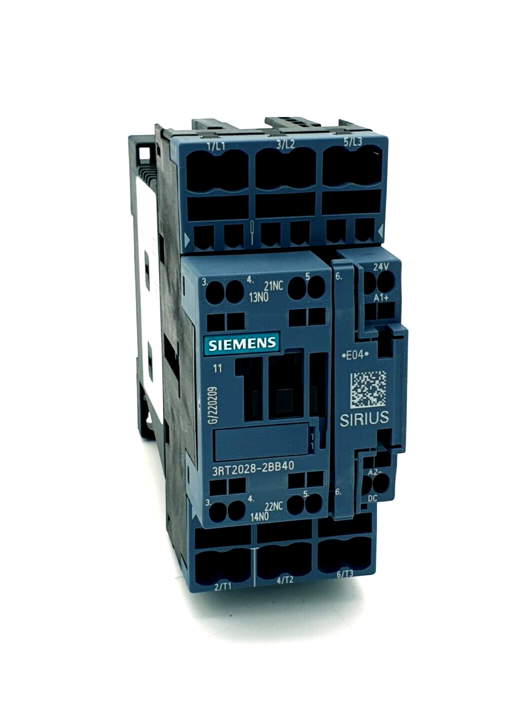 Siemens 3RT2028-2BB40, Leistungsschütz, AC-3 38A, 18,5 kW/400V, 1S+1Ö, DC 24V